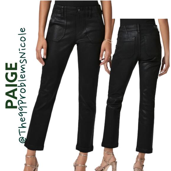 Paige Mayslie Straight Ankle Black Fog Luxe Coating - Picture 1 of 6